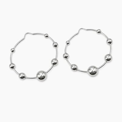 ARRACADA CON BOLAS, 4 CM, PLATA .925