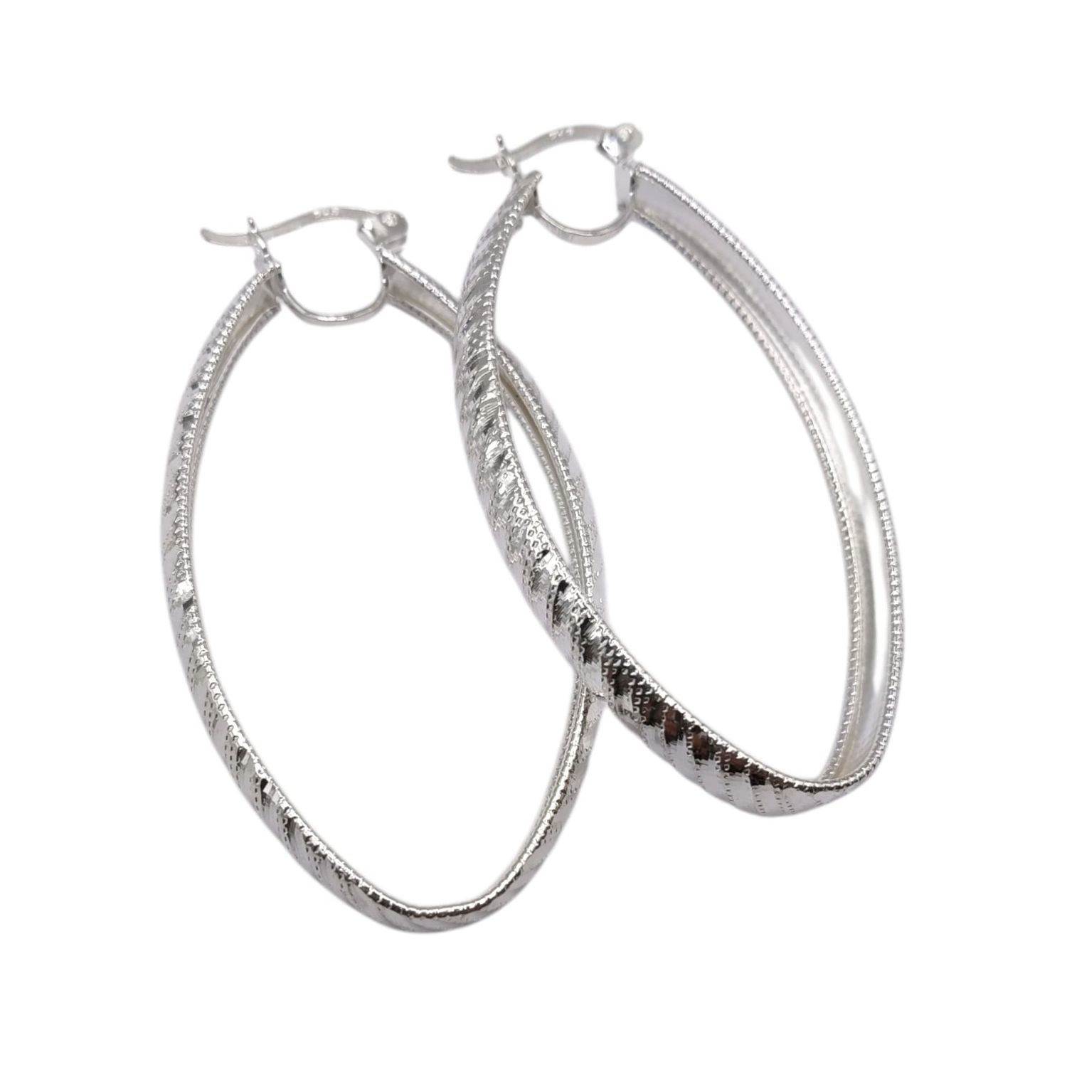 ARRACADA OVALADA 4.5 CM, PLATA .925