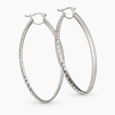 ARRACADA OVALADA 4.5 CM, PLATA .925