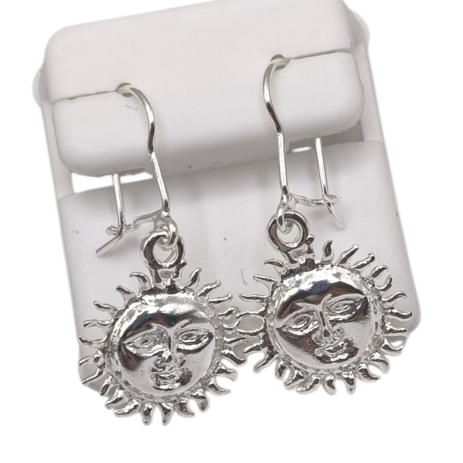 ARETE COLGANTE SOL, 3.5 CM LARGO, PLATA .925