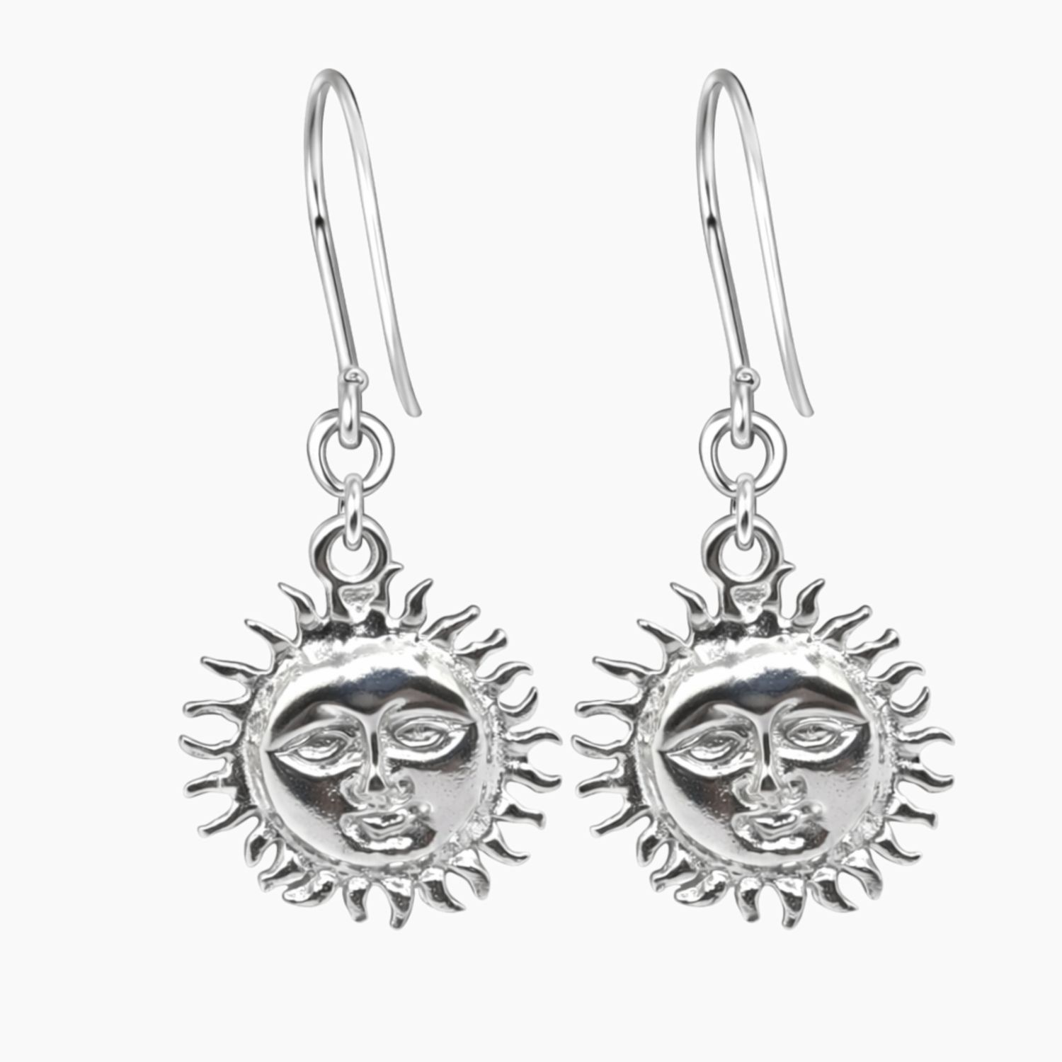 ARETE COLGANTE SOL, 3.5 CM LARGO, PLATA .925