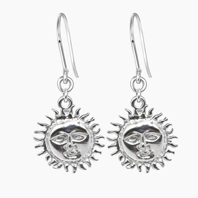 ARETE COLGANTE SOL, 3.5 CM LARGO, PLATA .925