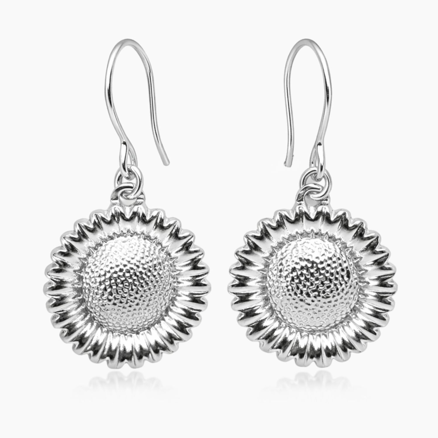 ARETE GIRASOL 3.6 CM LARGO, PLATA .925