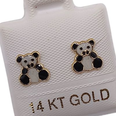 BROQUEL PANDITA ESMALTADO, BROCHE BOLITA, ORO 14K