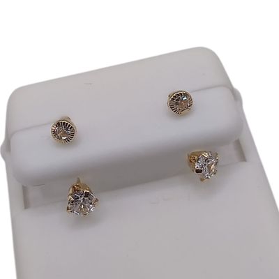 BROQUEL CURVO CZ BCA, ORO 14K