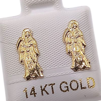 BROQUEL SANTA MUERTE, BROCHE BOLITA, ORO 14K