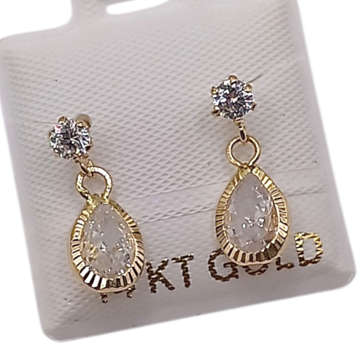 BROQUEL GOTA COLGANTE CZ BCA, BROCHE BOLITA, ORO 14K