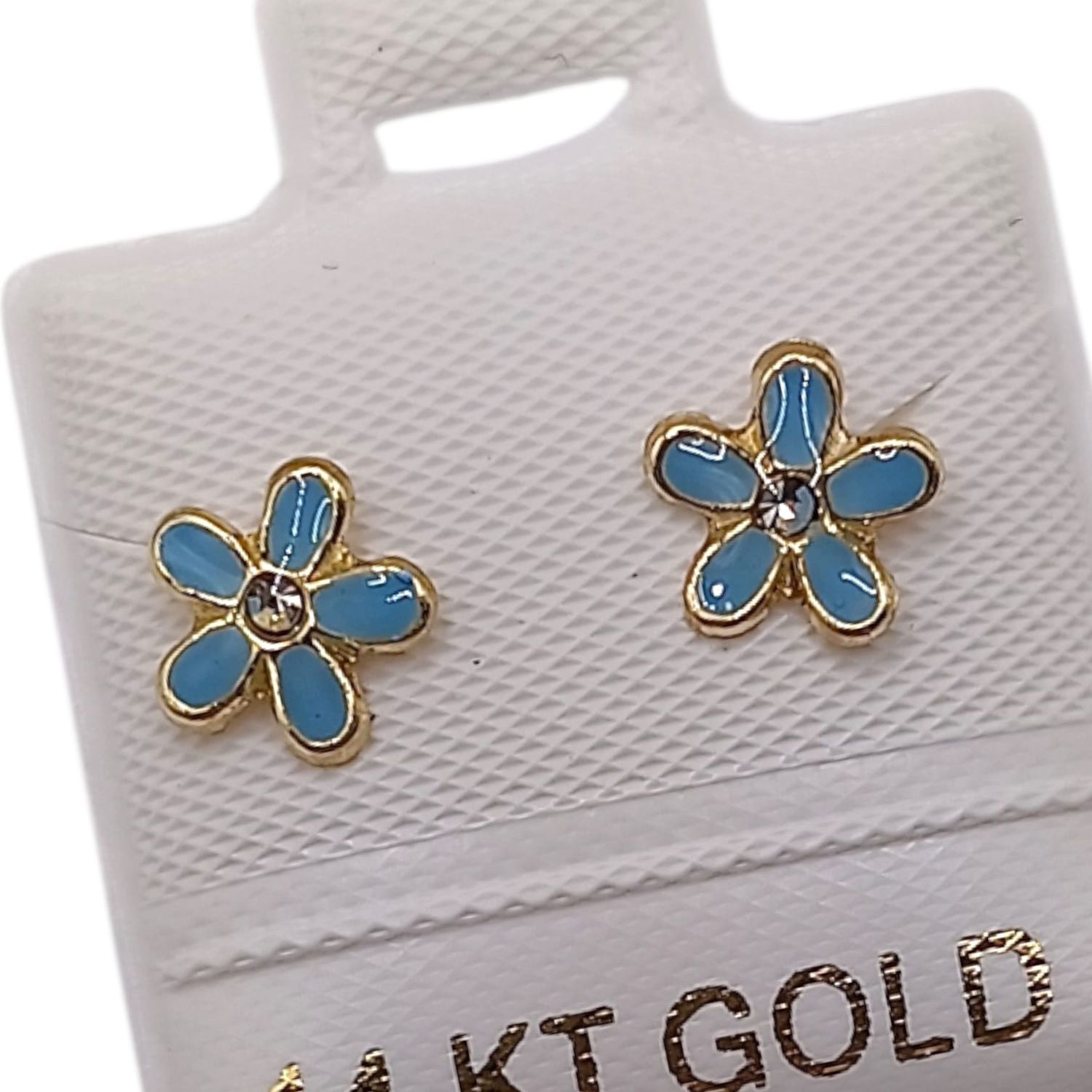 BROQUEL MARGARITA AZUL, BROCHE BOLITA, ORO 14K