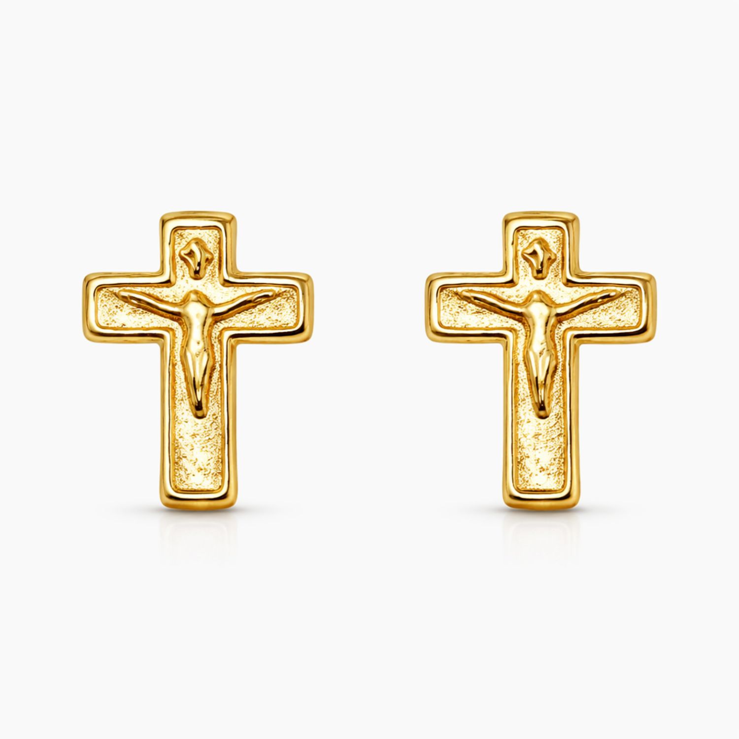 BROQUEL CRUZ CON CRISTO, BROCHE BOLITA, ORO 14K