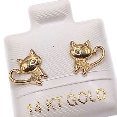 BROQUEL GATITO, BROCHE BOLITA, ORO 14K