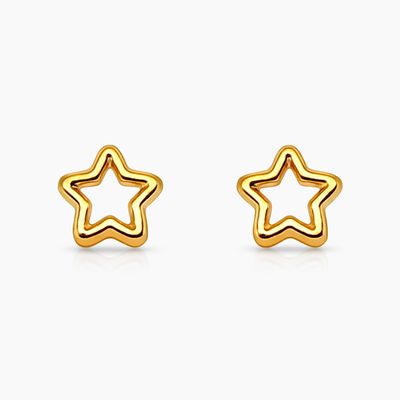 BROQUEL ESTRELLA SILUETA,BROCHE BOLITA, ORO 14K