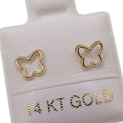 BROQUEL SILUETA DE MARIPOSA, BROCHE BOLITA, ORO 14K