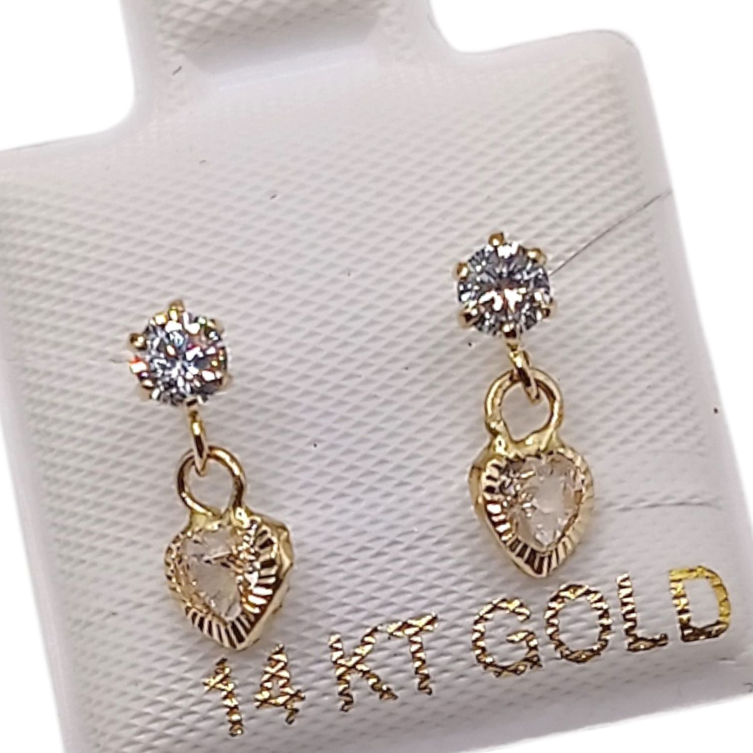 BROQUEL CORAZON COLGANTE CZ BCA, BROCHE BOLITA, ORO 14K