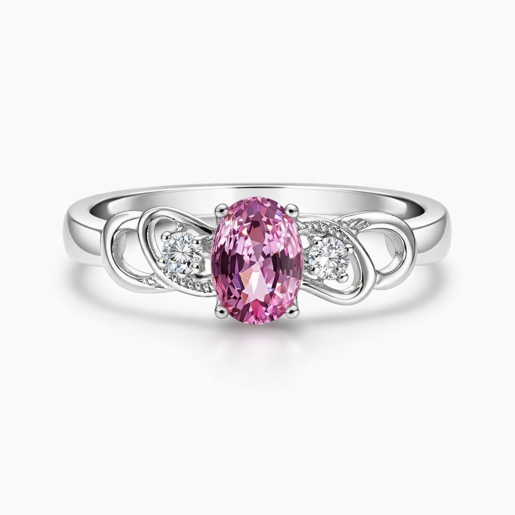 ANILLO CZ ROSA, # 9, PLATA .925