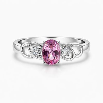 ANILLO CZ ROSA, # 9, PLATA .925