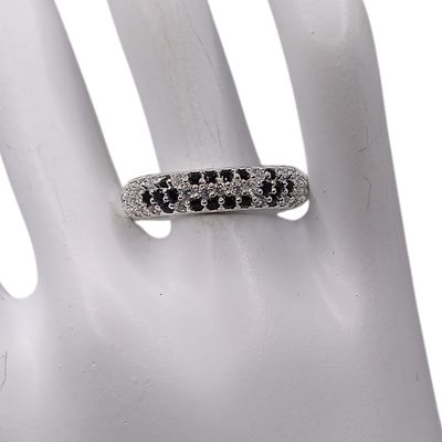 ANILLO CZ NEGRA Y BCA # 6.5, PLATA .925