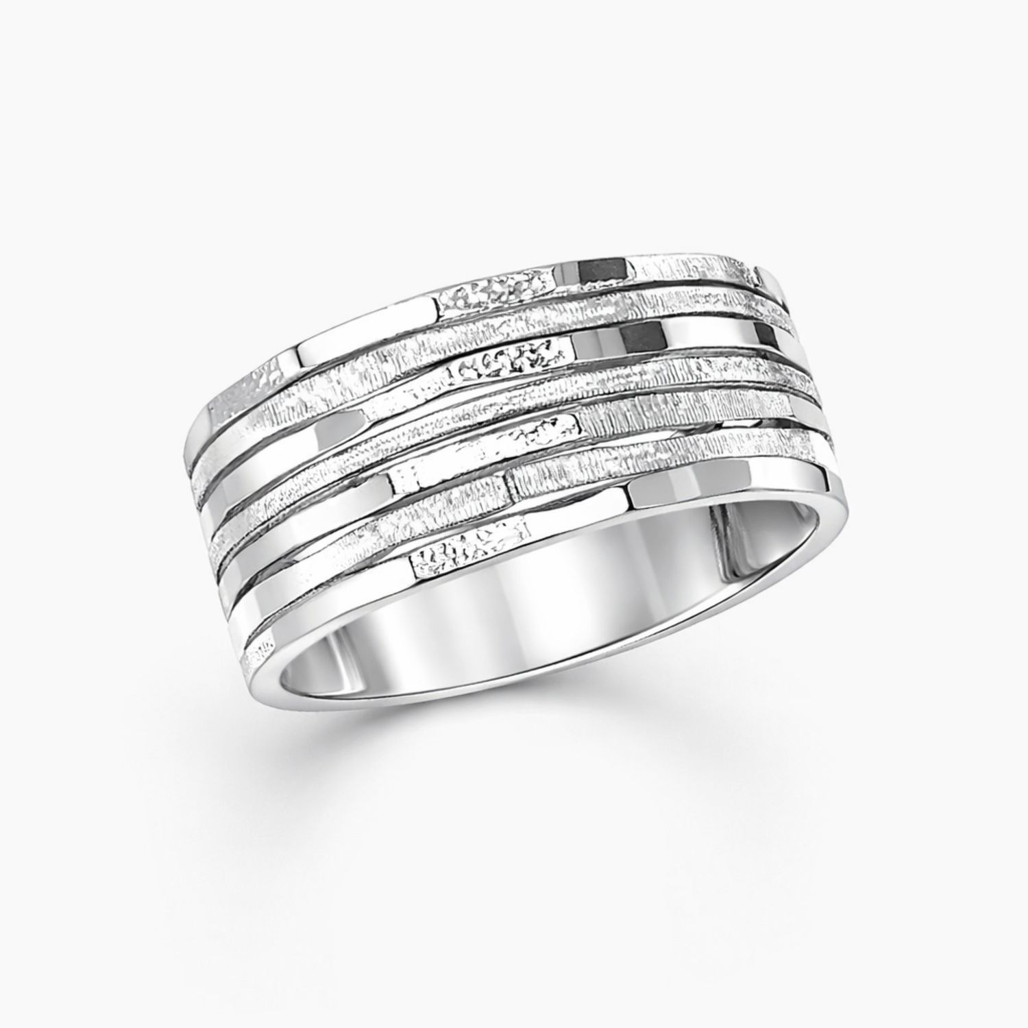 ANILLO SEMANARIO FACETADO # 7.5, PLATA .925