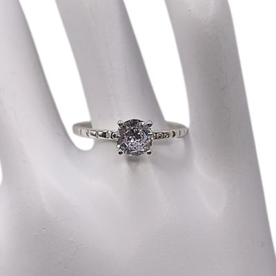 ANILLO LIGERO SOLITARIO # 6.5, PLATA .925