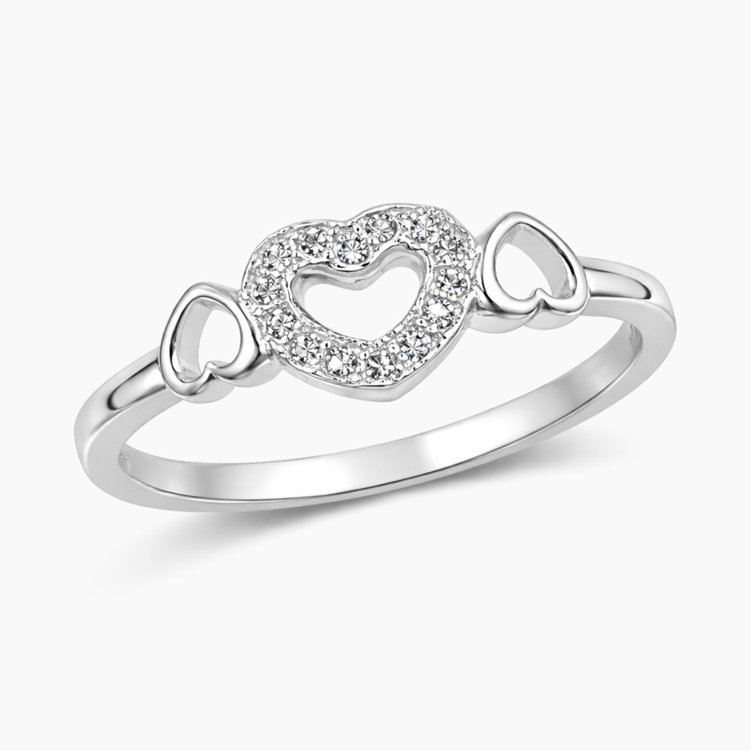 ANILLO CORAZONES CON CZ # 9.5, PLATA .925