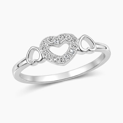 ANILLO CORAZONES CON CZ # 9.5, PLATA .925