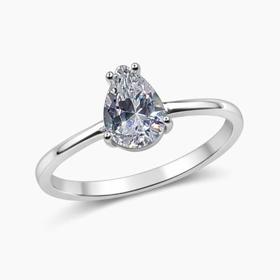 ANILLO GOTA CZ BCA # 6.5, PLATA .925