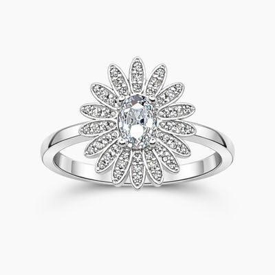 ANILLO FLOR # 8.5, PLATA .925