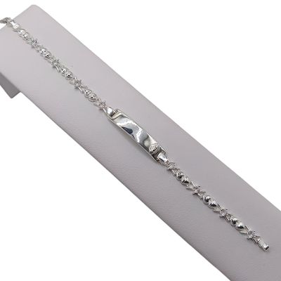 PULSERA CON CZ Y PLACA CON VIRGEN DE GPE, 6.5", PLATA .925