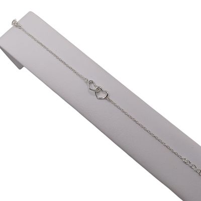 PULSERA CORAZONES  7.5", PLATA .925