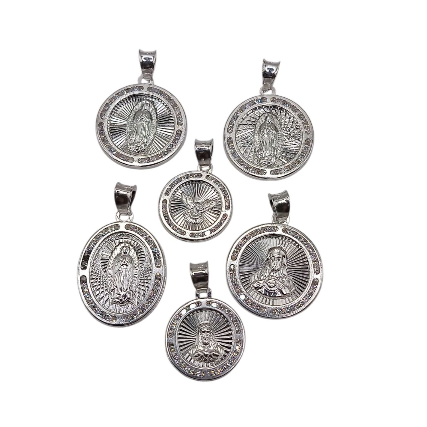 PAQUETE DE 6  MEDALLAS, DIFERENTES TAMAÑOS, PLATA .925