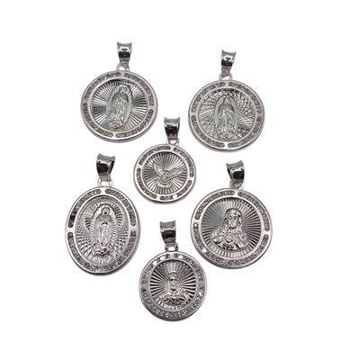 PAQUETE DE 6  MEDALLAS, DIFERENTES TAMAÑOS, PLATA .925