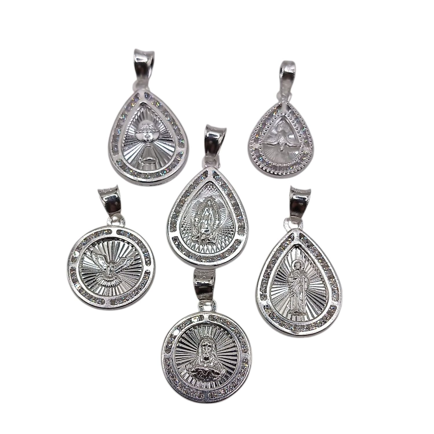 PAQUETE DE MEDALLAS 6 DIFERENTES, PLATA .925