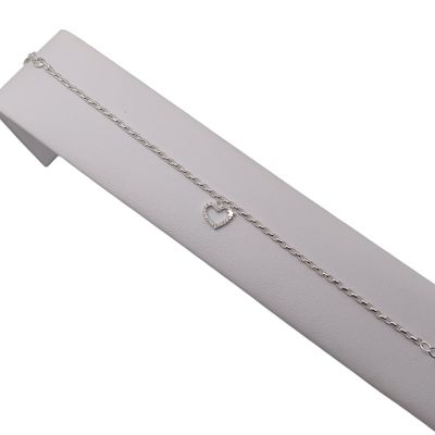PULSERA CON CORAZON COLGANTE 7.5", PLATA .925