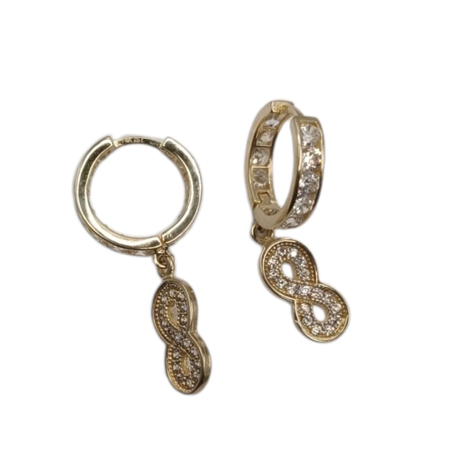 HUGUI CON INFINITO, 2.5 CM LARGO TOTAL, ORO 14K