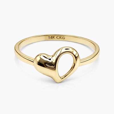 ANILLO CORAZON # 6.5 , ORO 14K