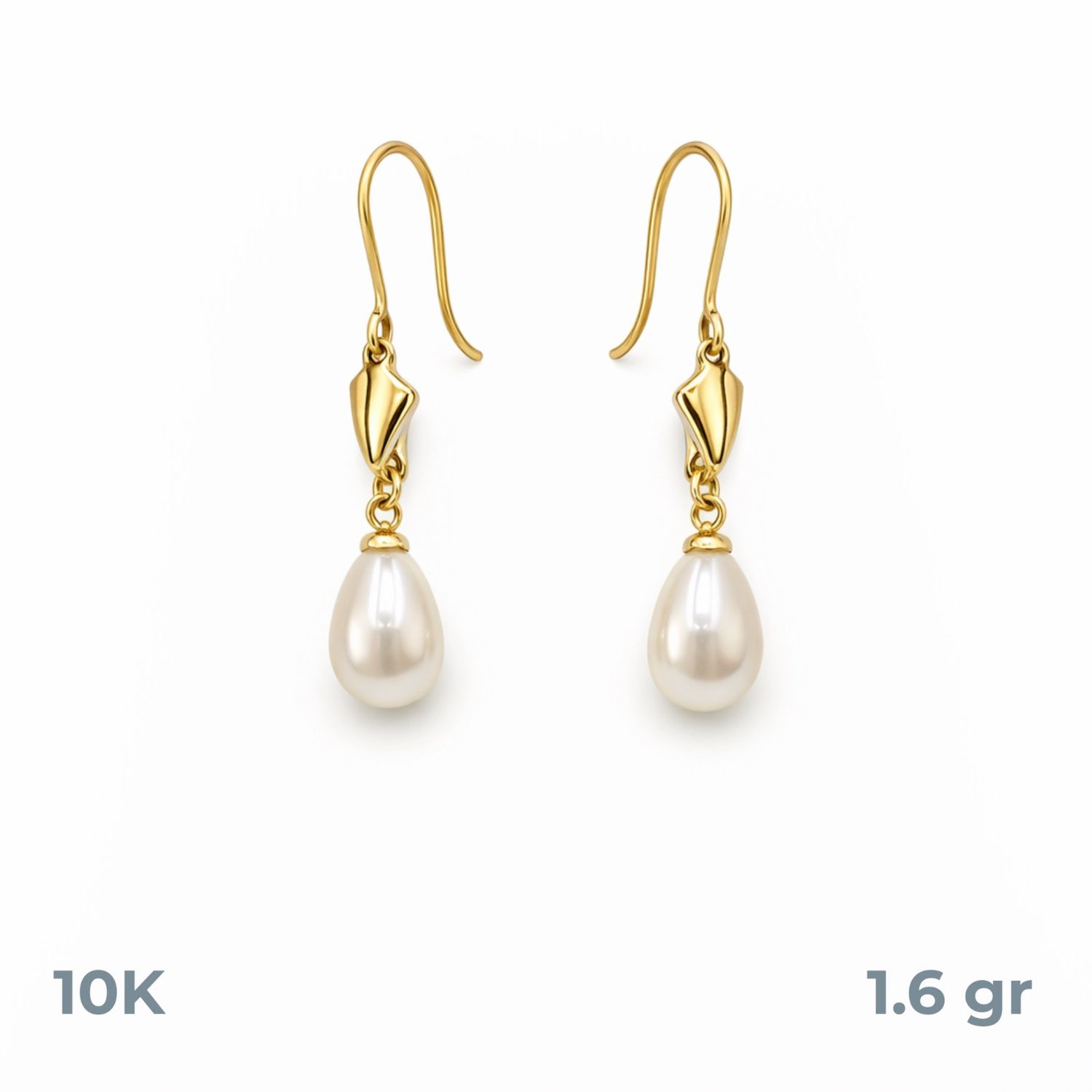 ARETE CON PERLITA, LARGO 2.5 CM, ORO 10K