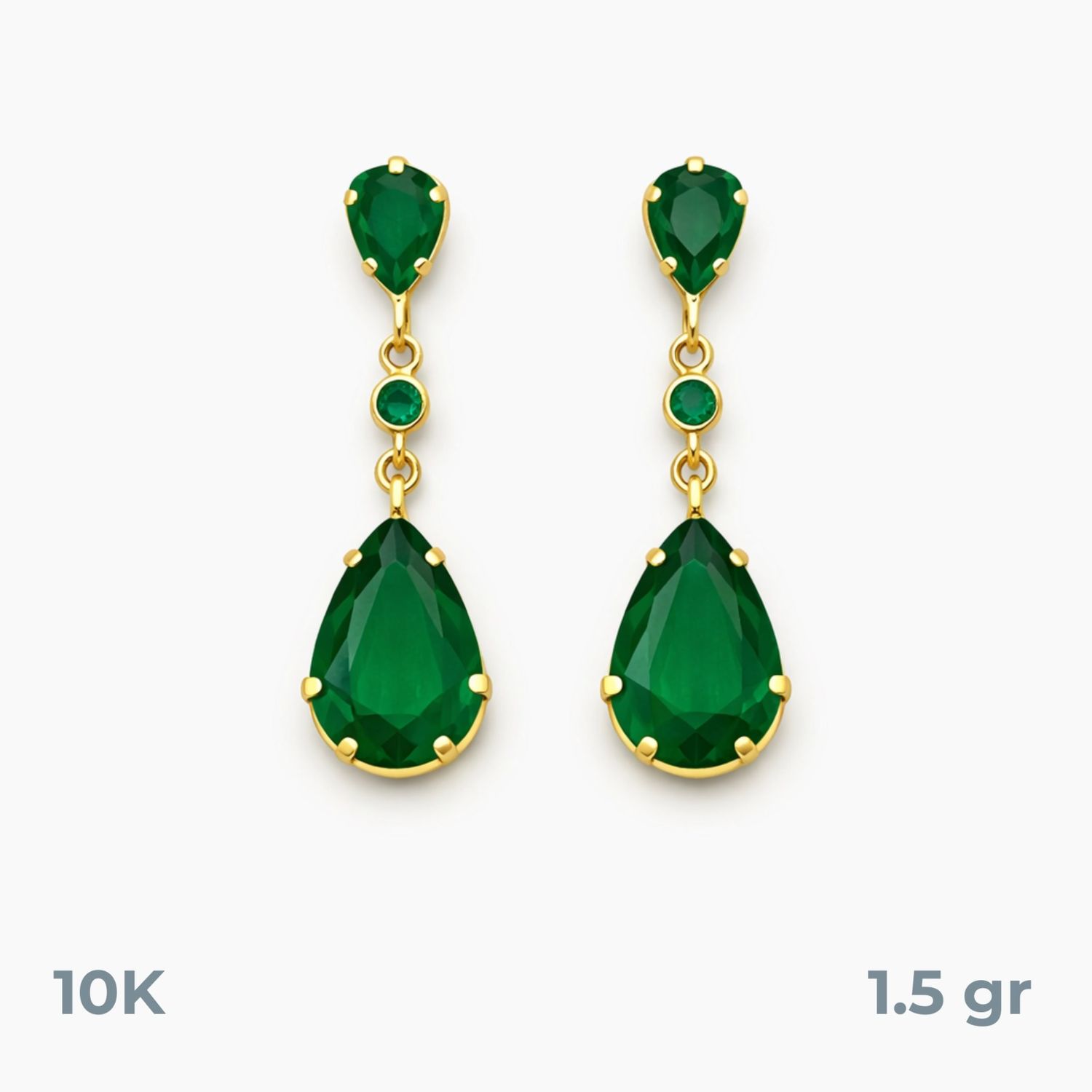 ARETE CZ VERDE, BROCHE MARIPOSA, 2.8 CM LARGO, ORO 10K