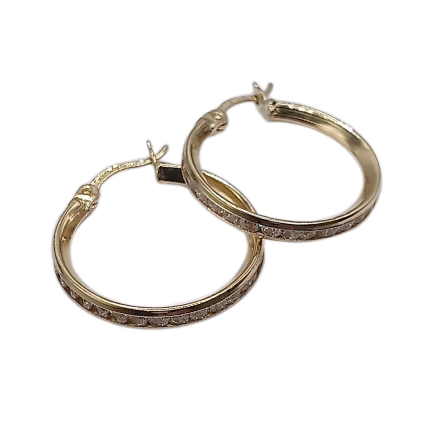 ARRACADA CANAL CON CZ, 2 CM, ORO 10K