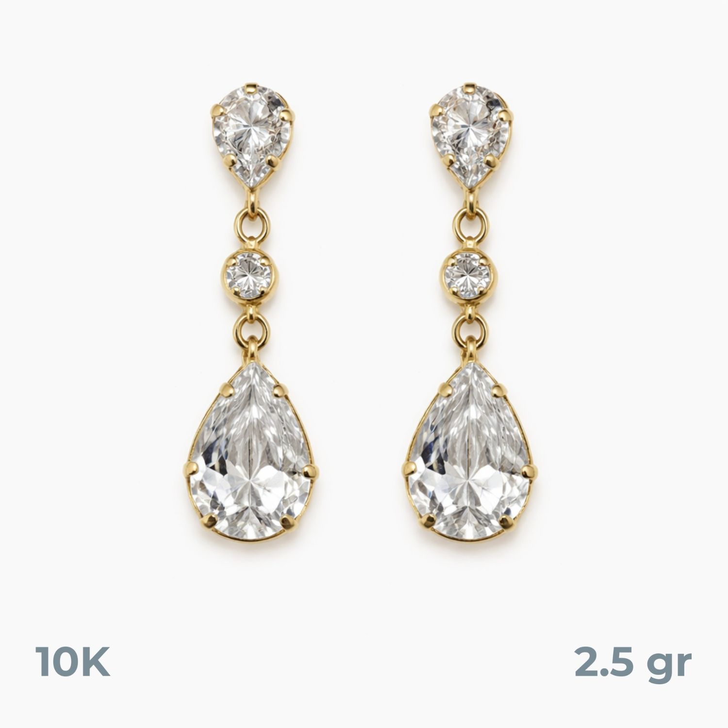 ARETE CZ BCA, 2.8 CM LARGO, ORO 10K