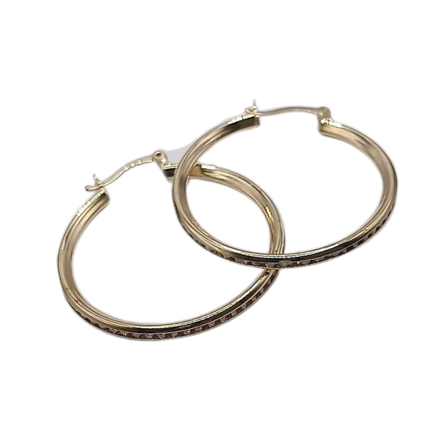 ARRACADA CANAL CON CZ, 3.5 CM  ORO 10K