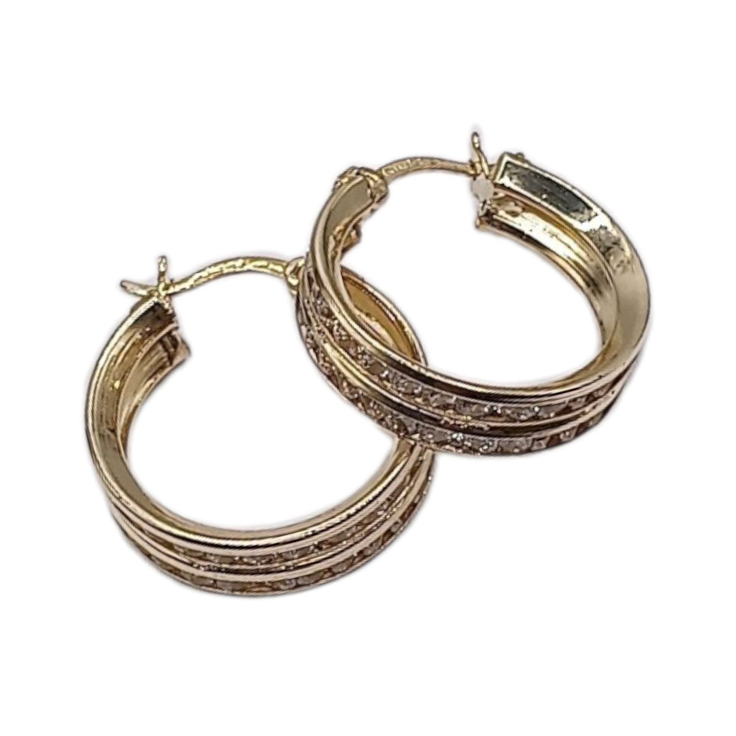 ARRACADA DOBLE CON CZ,  1.9 CM, ORO 10K