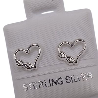 BROQUEL CORAZON CON INFINITO, BROCHE DE BOLITA, PLATA .925