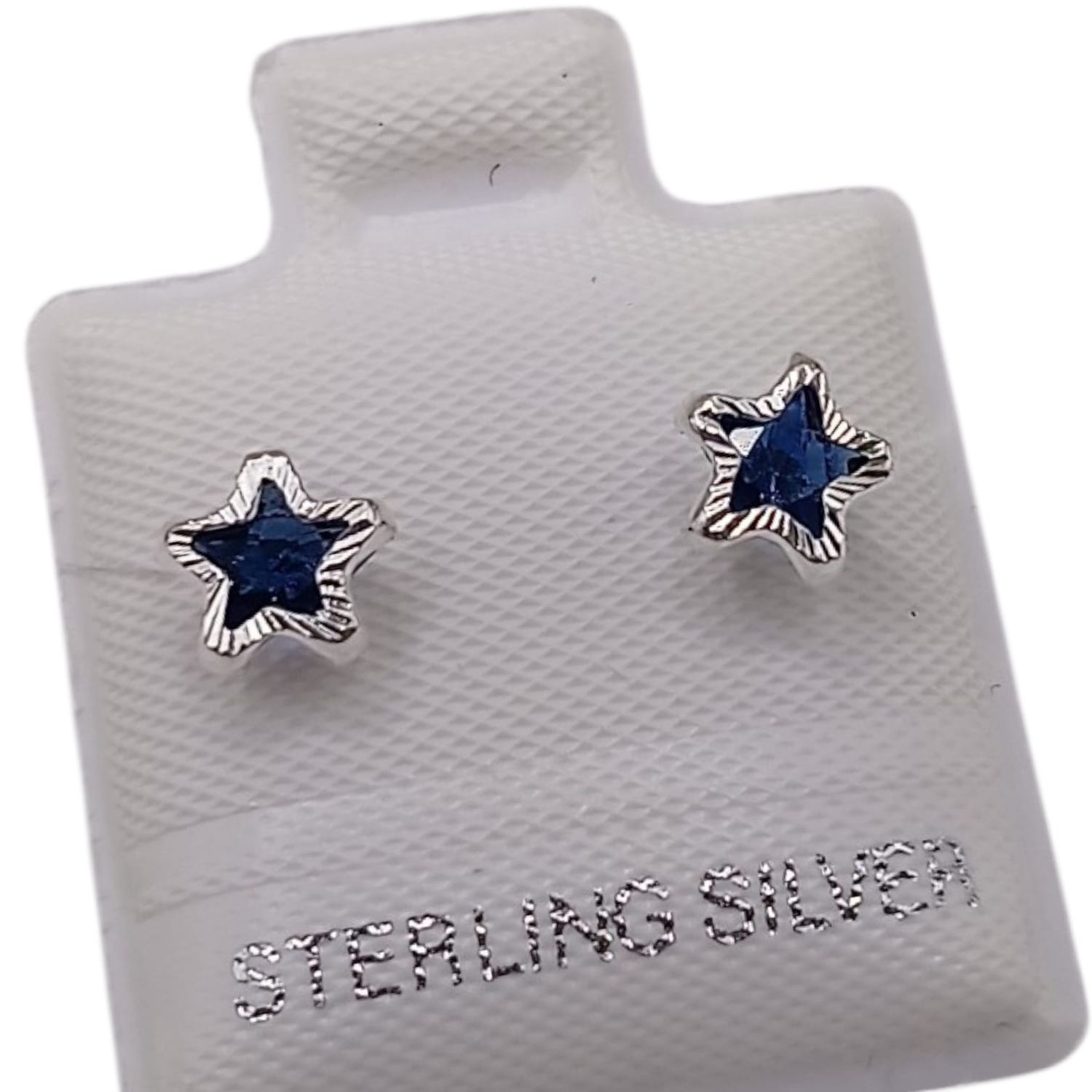 BROQUEL ESTRELLA CZ AZUL, BROCHE BOLITA, PLATA .925