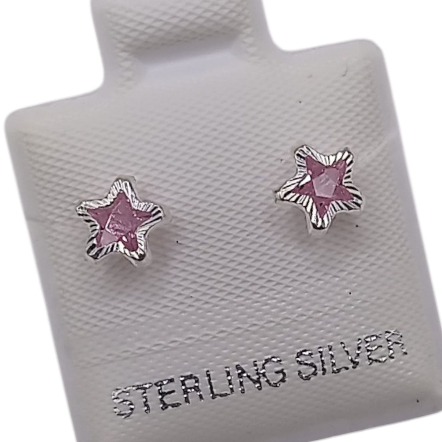 BROQUEL ESTRELLA CZ ROSA, BROCHE DE BOPLITA, PLATA .925