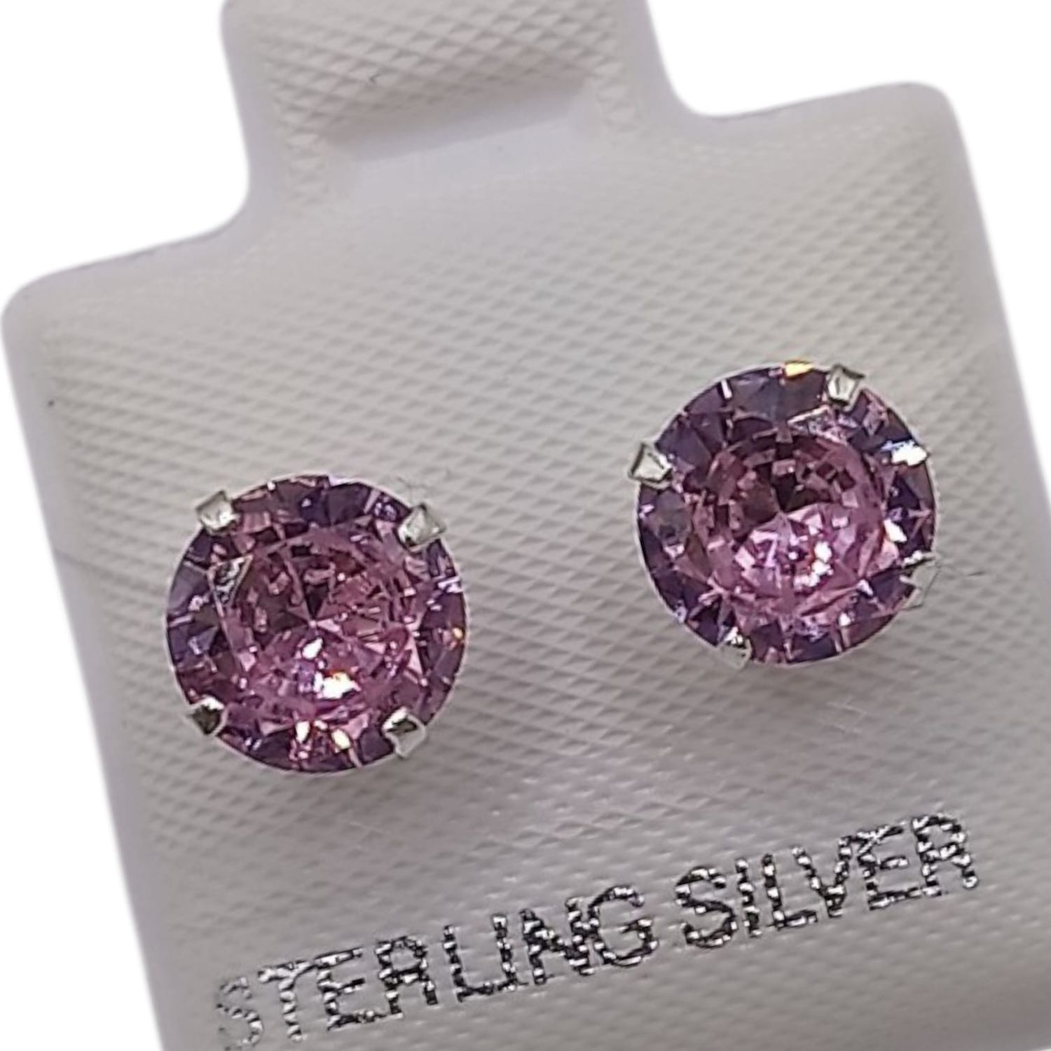 BROQUEL RECTO 7MM, CZ ROSA, BROCHE BOLITA, PLATA .925