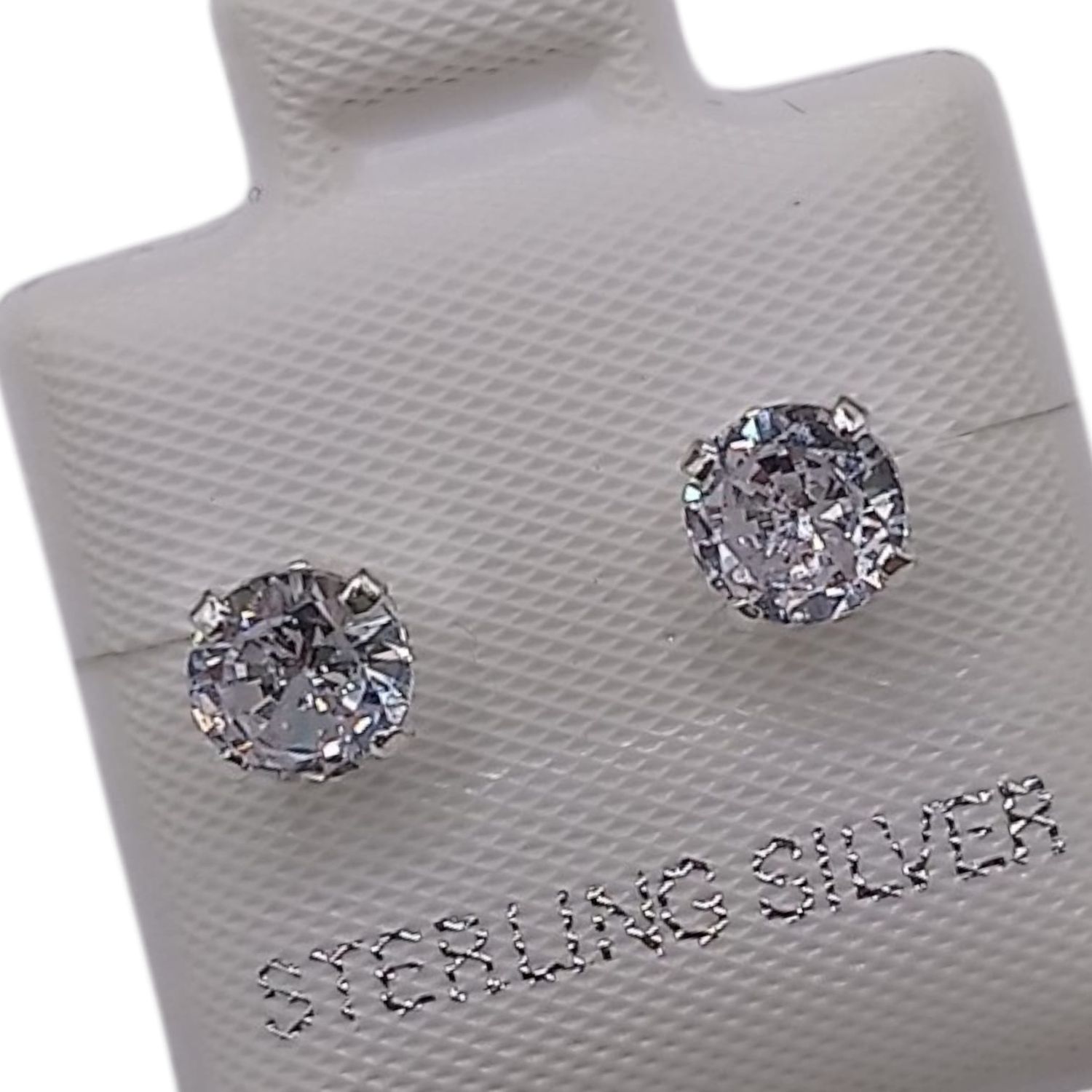 BROQUEL RECTO 5MM, CZ BCA, BROCHE BOLITA, PLATA .925