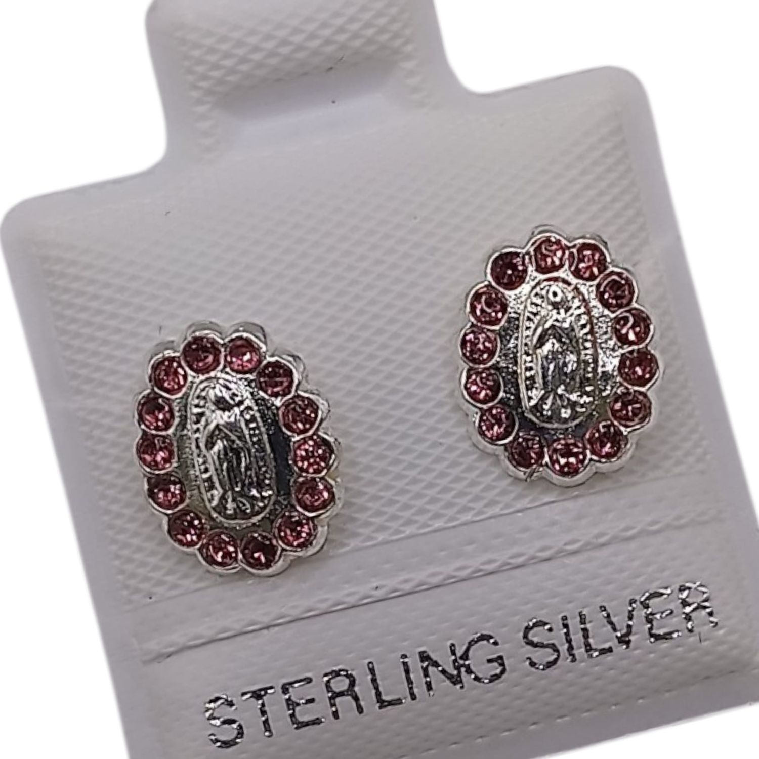 BROQUEL VIRGEN DE GPE CZ ROSA, BROCHE BOLITA, PLATA .925