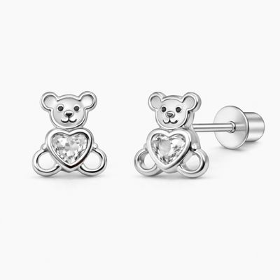 BROQUEL OSITO CZ BCA, BROCHE BOLITA, PLATA .925