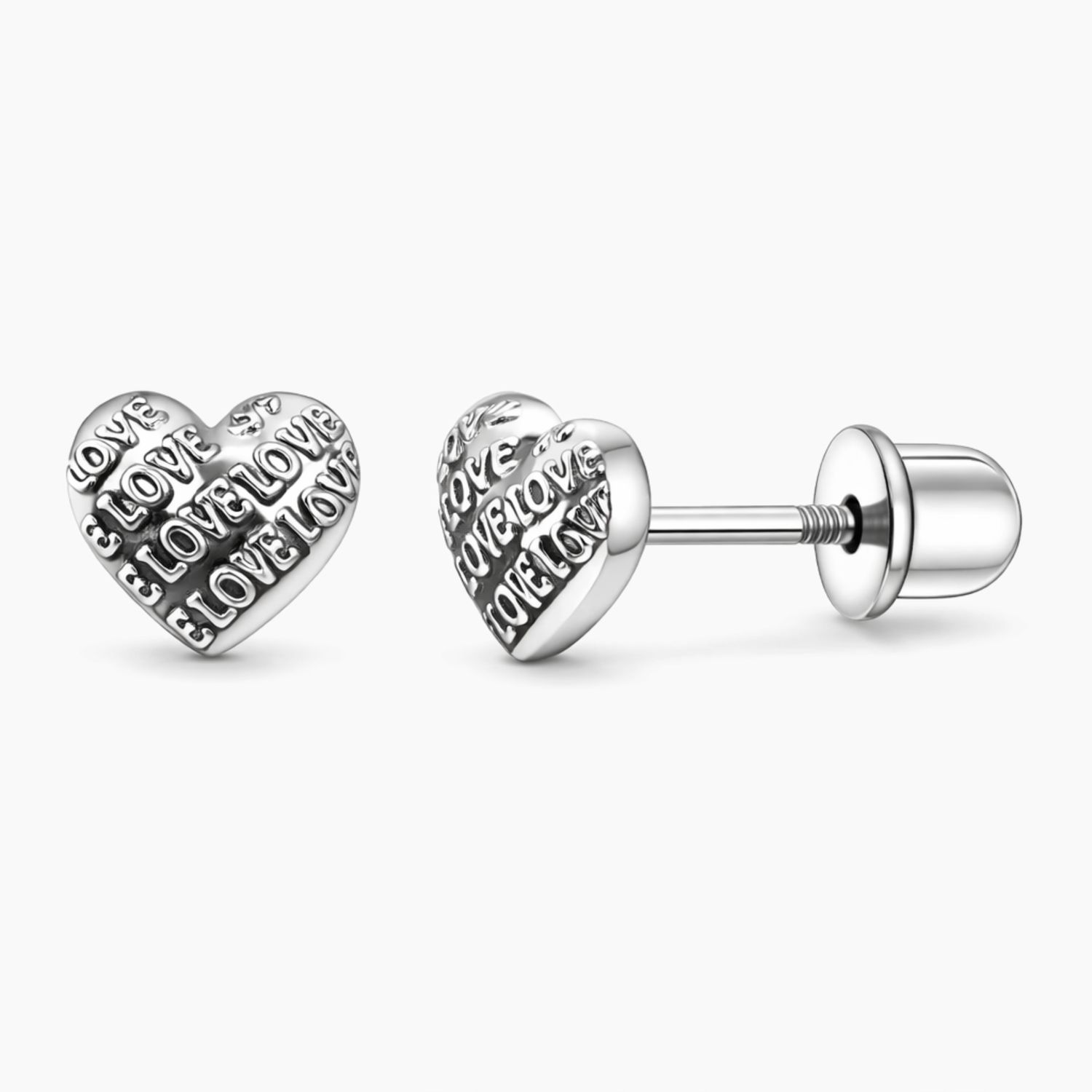BROQUEL CORAZON LOVE, BROCHE BOLITA, PLATA .925