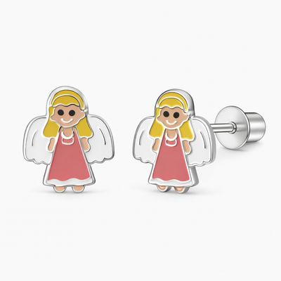 BROQUEL ANGELITA ESMALTADO, BROCHE DE BOLITA, PLATA .925