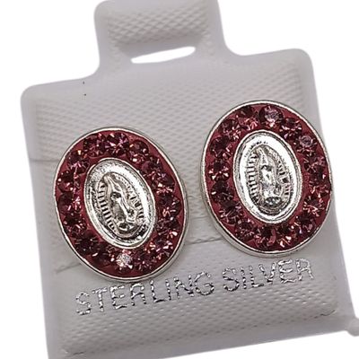 BROQUEL VIRGEN DE GPE CZ ROSA, BROCHE BOLITA, PLATA .925